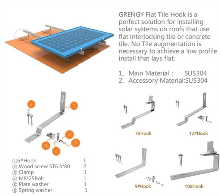 Solar Çatı Tipi Düz Kiremit Kancaları